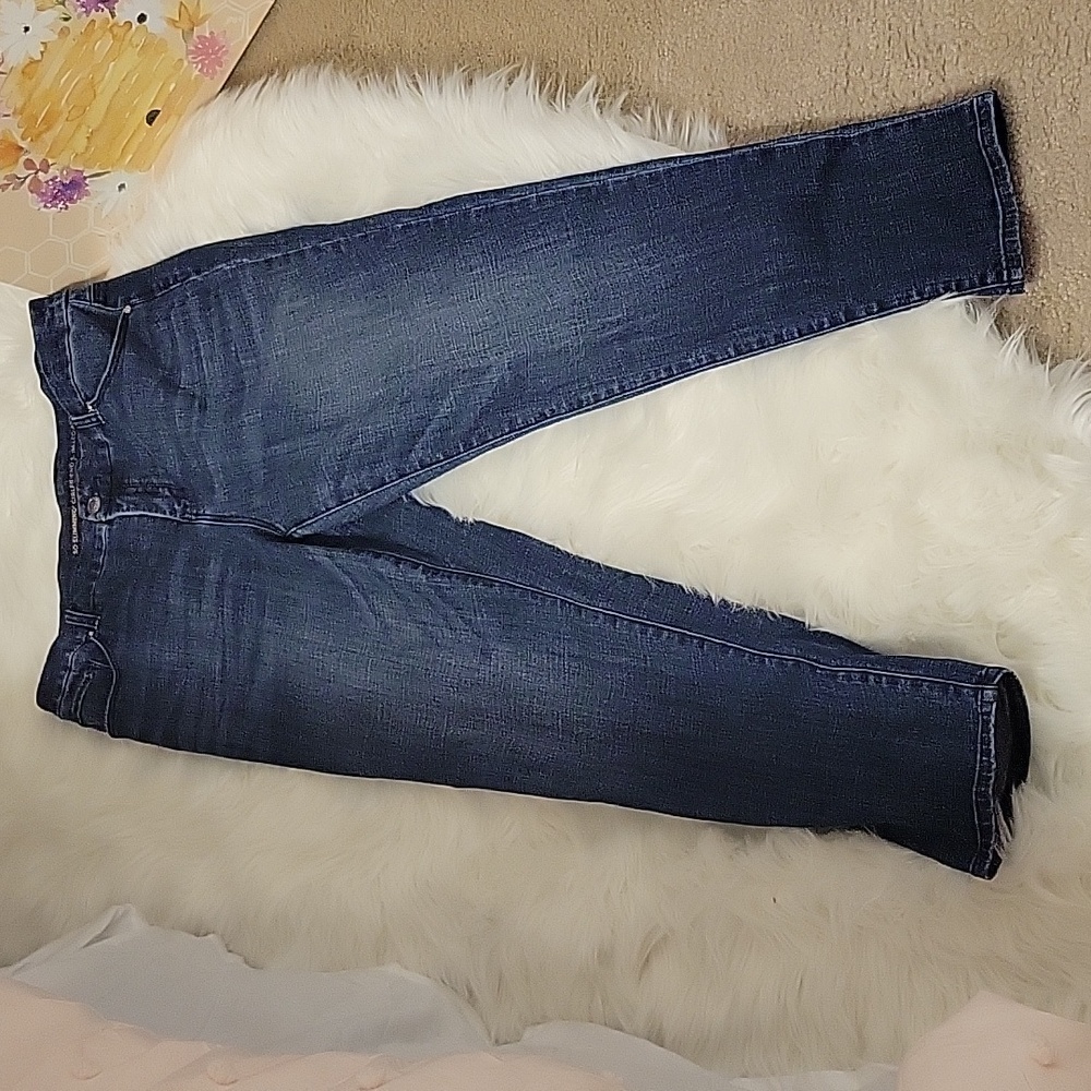 Chico's So Slimming Girlfriend Slim Leg Ankle Classic Blue Jean Stretch 10R EUC…